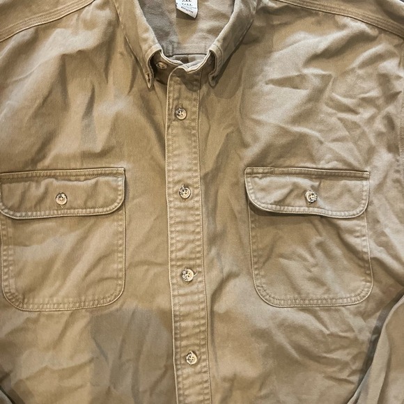 Carhartt Men's Heavy Duty Cotton Button Down Long Sleeve Work Shirt S09MRH Tan - Picture 2 of 6